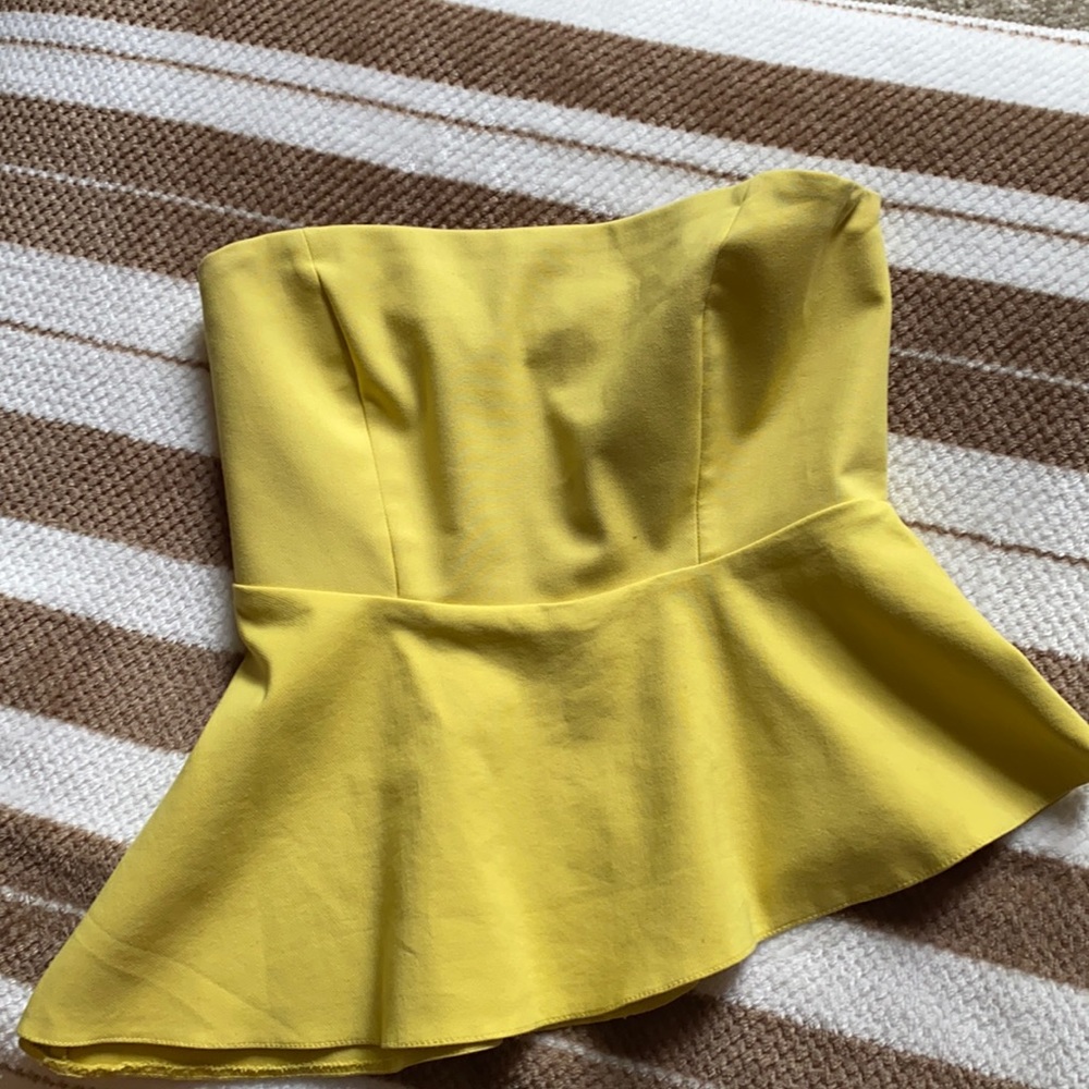Zara trafaluc top. Asymmetrical hem. Size Small. Very bright, chartreuse